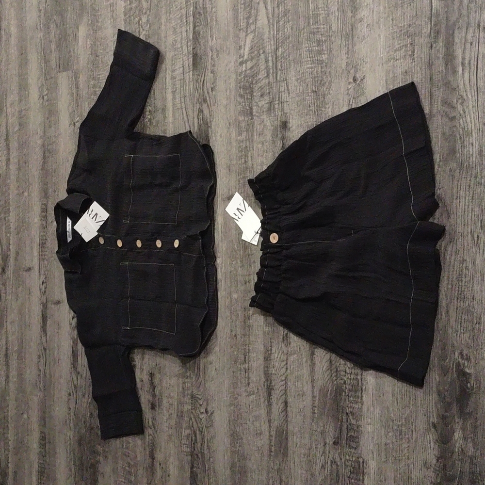 Zara Button Top and High Waist Shorts Coord Set size XS/ S